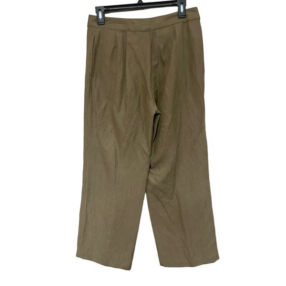 J. Jill Silk Linen blend Wide Leg pant Khaki/olive‎ Pockets Size 4 Career Office - Picture 2 of 8